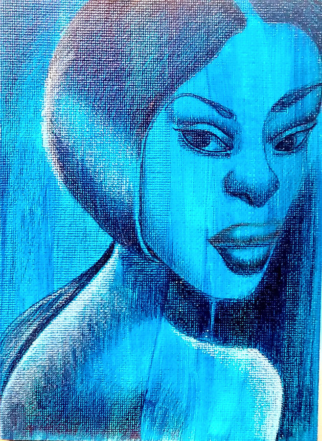 Lady in Blue Drawing by Donald C-Note Hooker