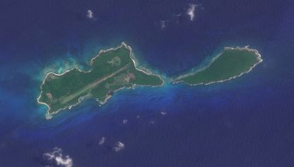 Satellite image of the Swan Islands, where the prison is to be built.