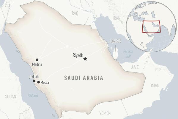 This is a locator map for Saudi Arabia with its capital, Riyadh. (AP Photo)