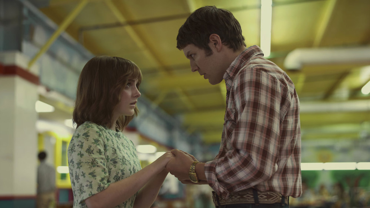 A FRIEND OF THE FAMILY (l-r) Mckenna Grace as Jan Broberg, Jake Lacy as Robert 