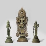 Three bronze statues Cham people, Bodhisattva Avalokiteshvara Padmapani and attendants, 9th­­–10th century, National Gallery of Australia, Kamberri/Canberra, Acquired 2011, Deaccessioned 2021, On loan from the Kingdom of Cambodia, 2023–2026