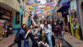 Professor Fazari and students touring in Bogota, Columbia