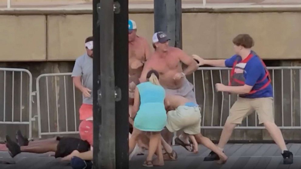 PHOTO: Several people were arrested on Aug. 5, 2023 after a massive brawl between white boaters and a Black dock employee at Riverfront Park in Montgomery, Alabama.