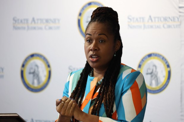 State Attorney Monique Worrell speaks during a Gun Violence Prevention Summit she hosted, on Monday, May 8, 2023. (Ricardo Ramirez Buxeda/ Orlando Sentinel)