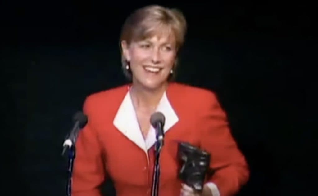 Jill Dando receiving a BAFTA award