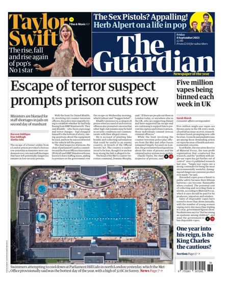 Guardian front page 08 September