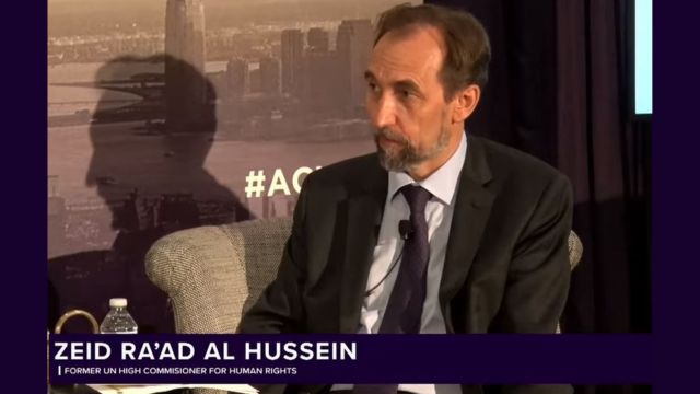 Prince Zeid Ra’ad Al Hussein at the side event. Screenshot.