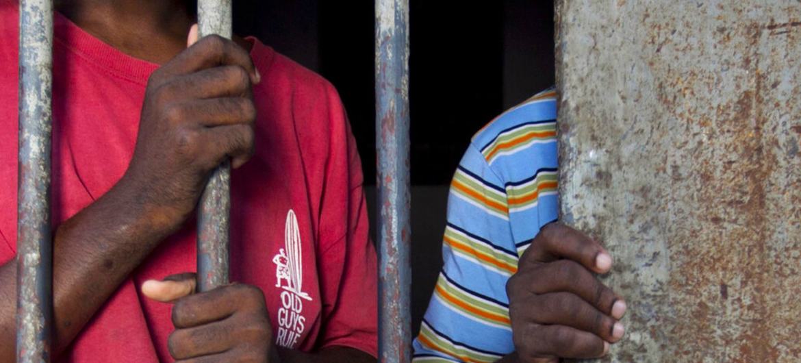 Detainees in a Haitian prison