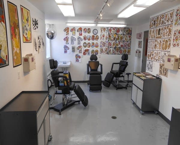 A tattoo studio is seen