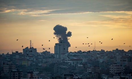 Smoke rises after Israeli airstrikes on the northern Gaza Strip