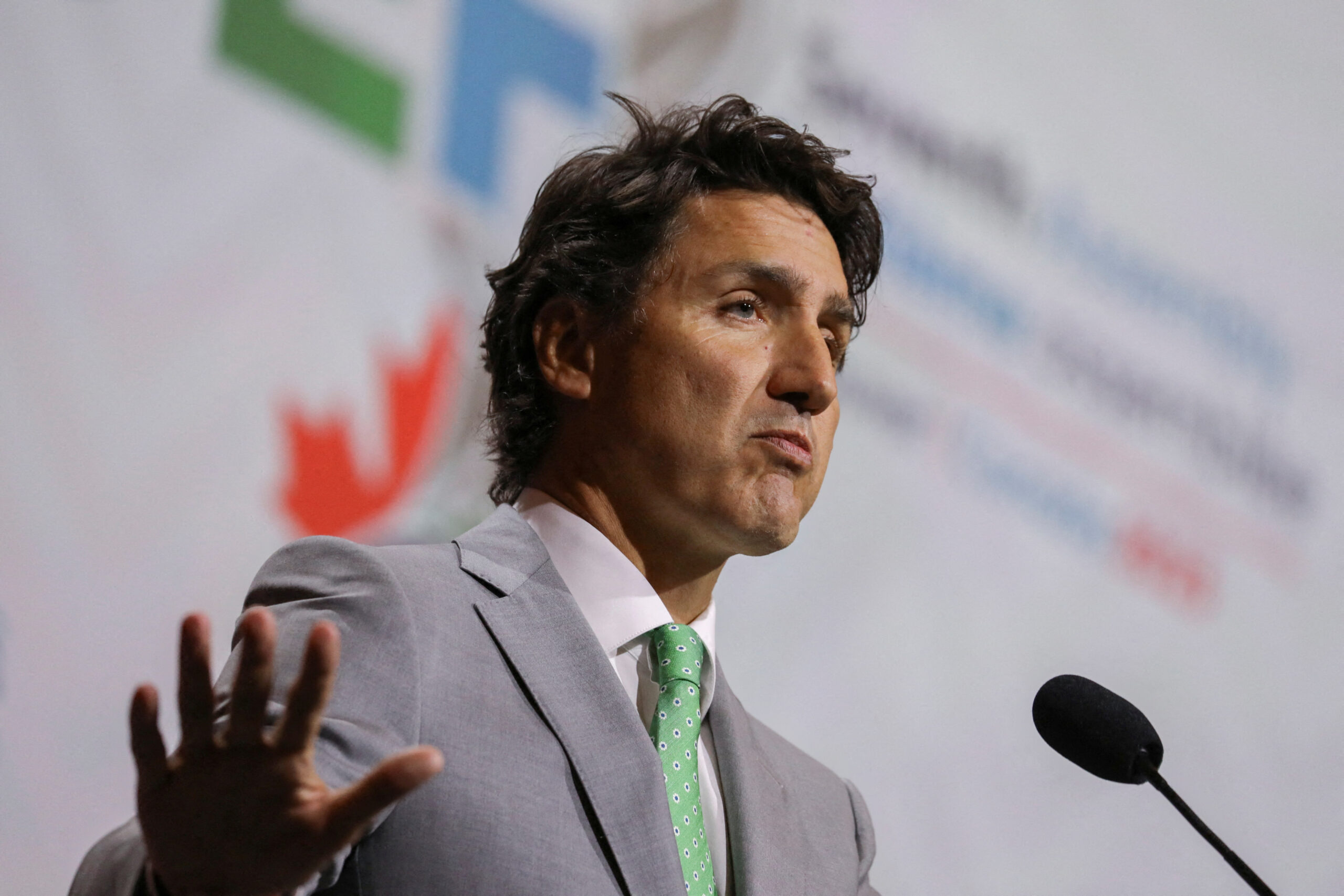 Canada's Prime Minister Trudeau speaks at the close of the  Seventh Assembly of the Global Environment Facility (GEF) in Vancouver