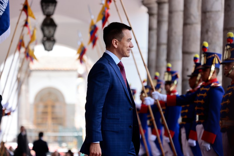 Ecuadorian President-elect Daniel Noboa arrives at Carondelet Palace in Quito, Ecuador, on Oct. 17.