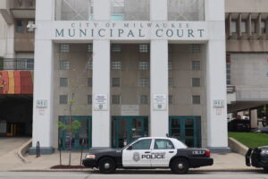 A Milwaukee police squad in front of the Municipal Court downtown. (Photo | Isiah Holmes)