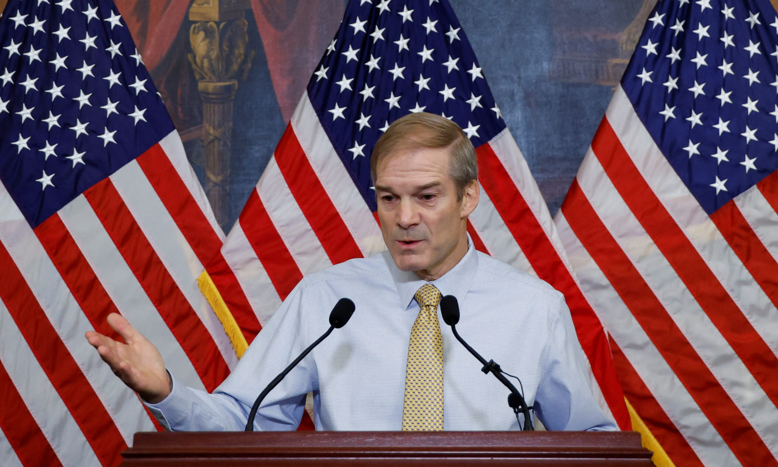 U.S. Rep. Jim Jordan holds press conference about his bid to become Speaker of the House at the U.S. Capitol in Washington