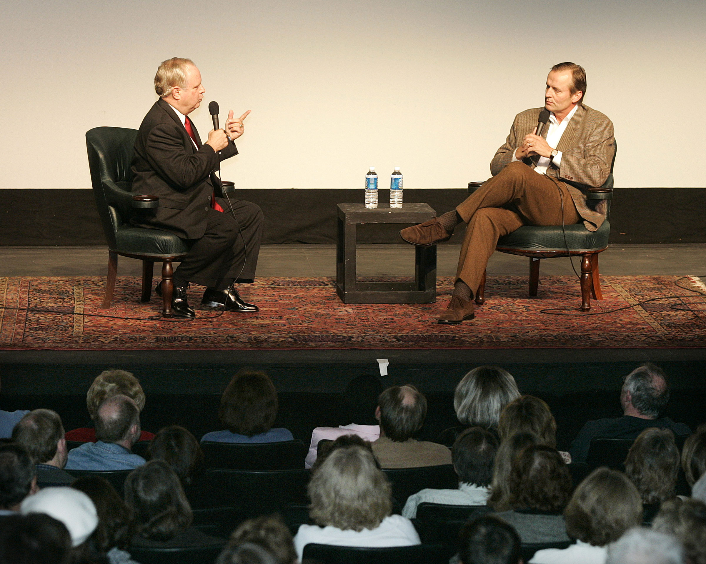 John Grisham in an interview with Hollywood reporter and critic Duane Byrge about the film-adaptations of his novels, during the 2005 Virginia Film Fest on Oct. 28, 2005. (Andrew Shurtleff—The Daily Progress/AP)