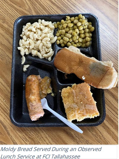 Federal prison inspectors find moldy food is being served to FCI Tallahassee inmates.