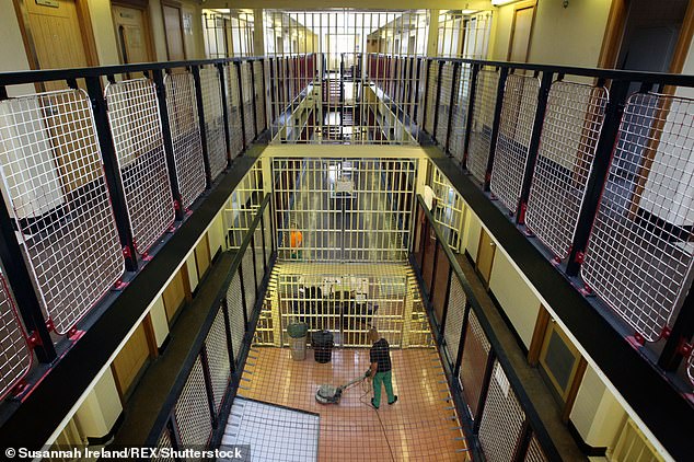 The high-security measures inside Belmarsh Prison are pictured above