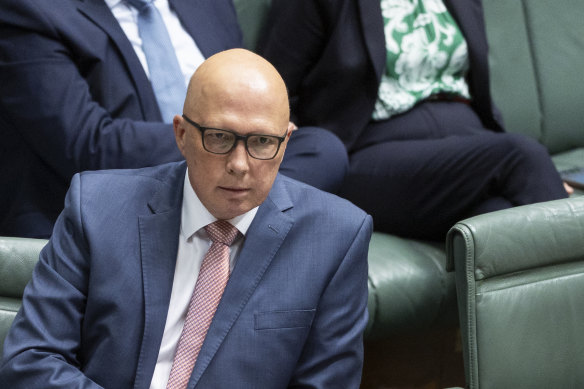 Opposition Leader Peter Dutton  during question time this afternoon.