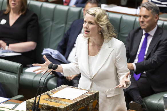 Home Affairs Minister Clare O’Neil during question time this afternoon. 