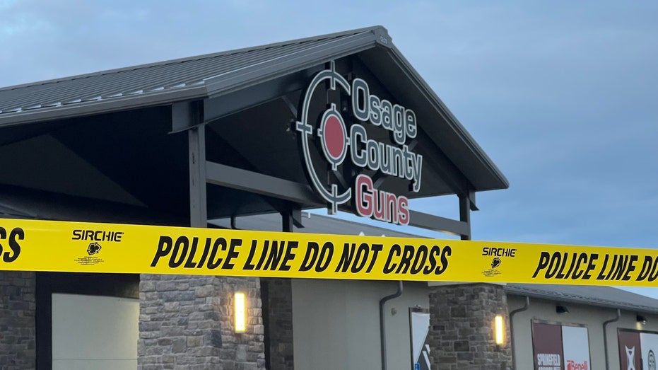 Police tape outside Missouri gun store