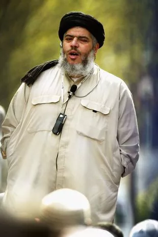 Hamza leads Friday prayers outside the North London Central Mosque, on April 16, 2004 in London