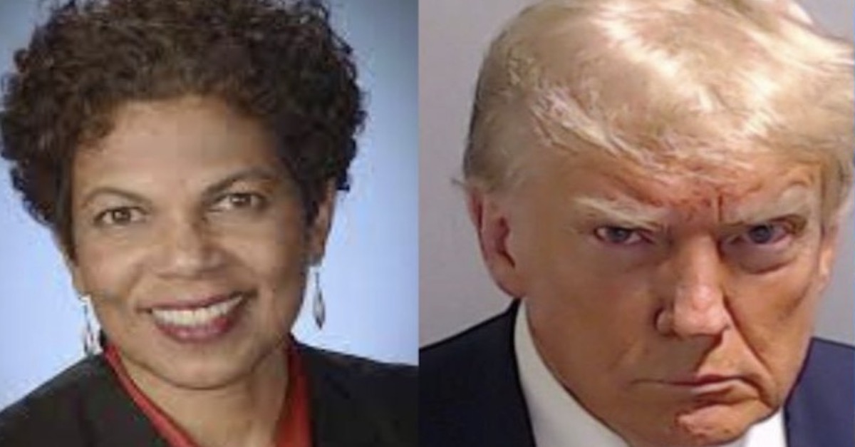 Tanya Chutkan (U.S. District Court photo); booking photo of Donald J. Trump, via Fulton County (Ga.)