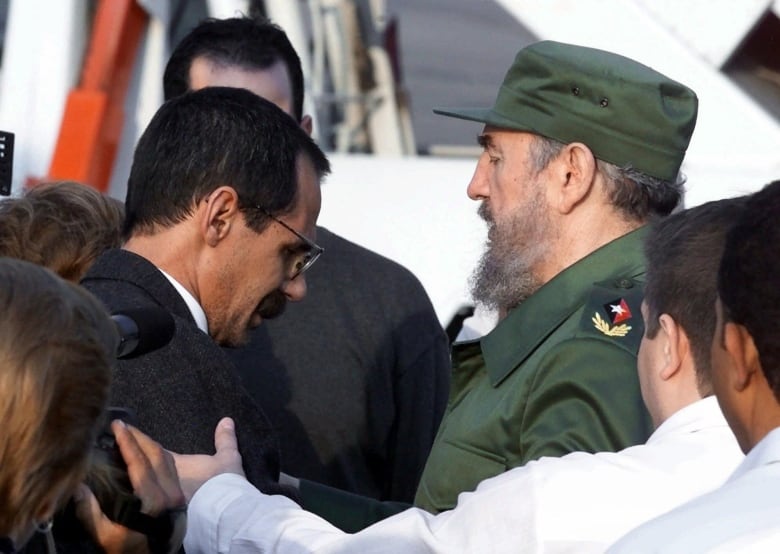 José Imperatori is seen being greeted by Cuban leader Fidel Castro at Havana's Jose Marti international airport on March 2, 2000.