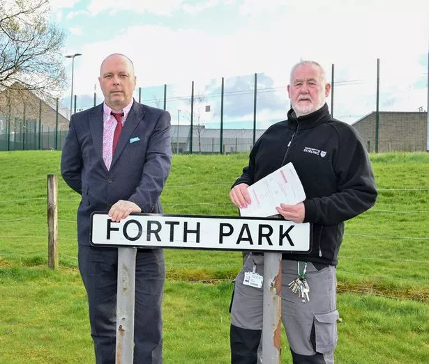 Barry Mills and Tony McCaulay who’s homes are only metres away from the prison