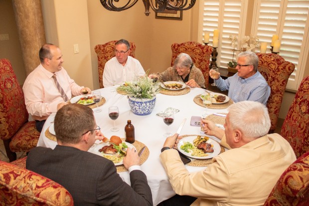 Ukrainian delegates and Woodland Rotary Club members during the delegation's farewell dinner Friday, April 12, 2024, in Woodland. (Gerardo Zavala/Daily Democrat)