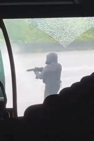 Footage shared online from the scene of the attack showed men in hoods with guns