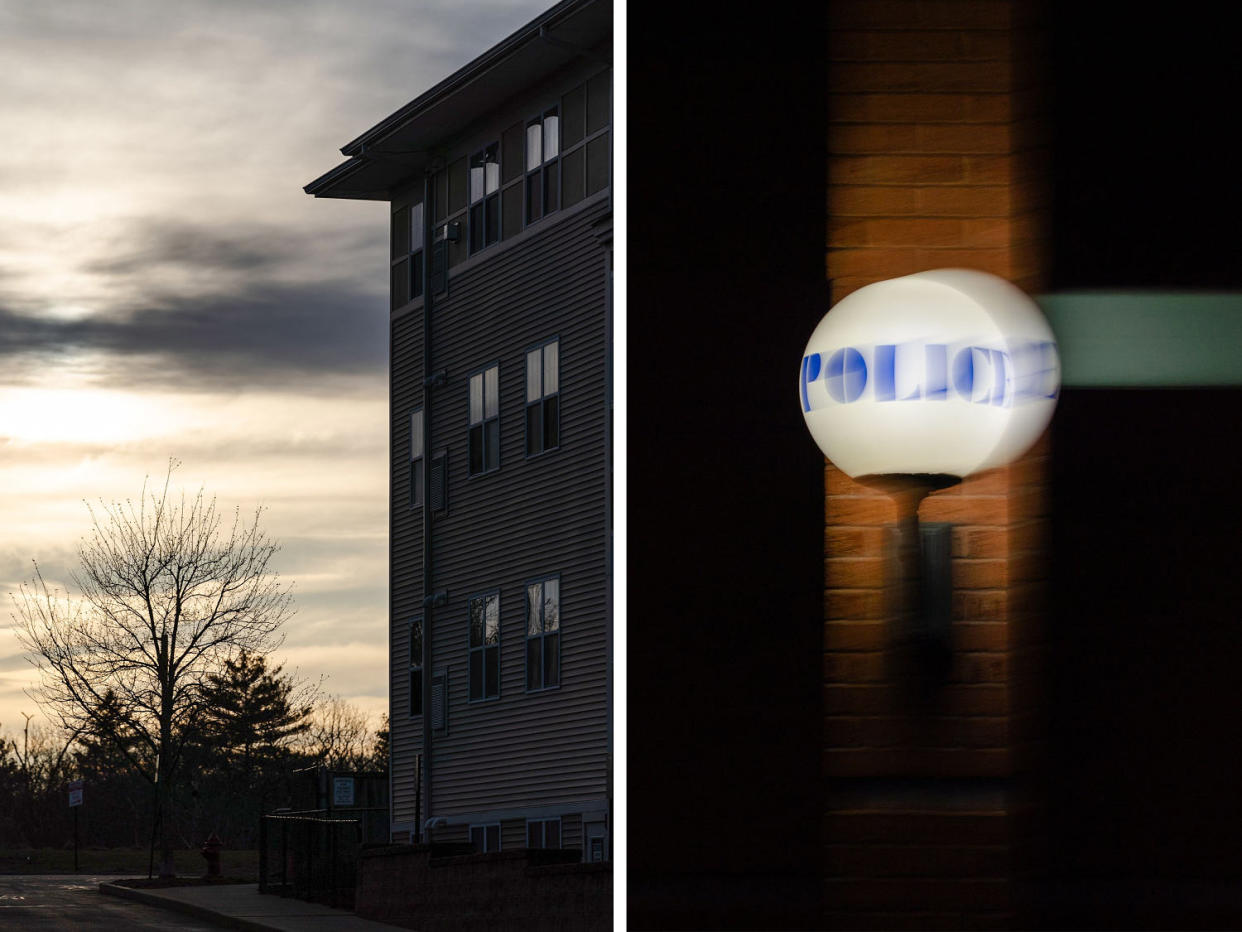 Birchmore was found dead in the Canton Woods apartment complex, shown at left. (Sophie Park for NBC News and The Marshall Project)