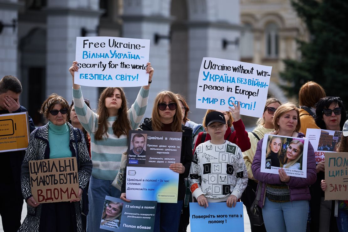 Mariana Checheliuk's photos were among those displayed by relatives of detained civilians at a recent protest in Kyiv.