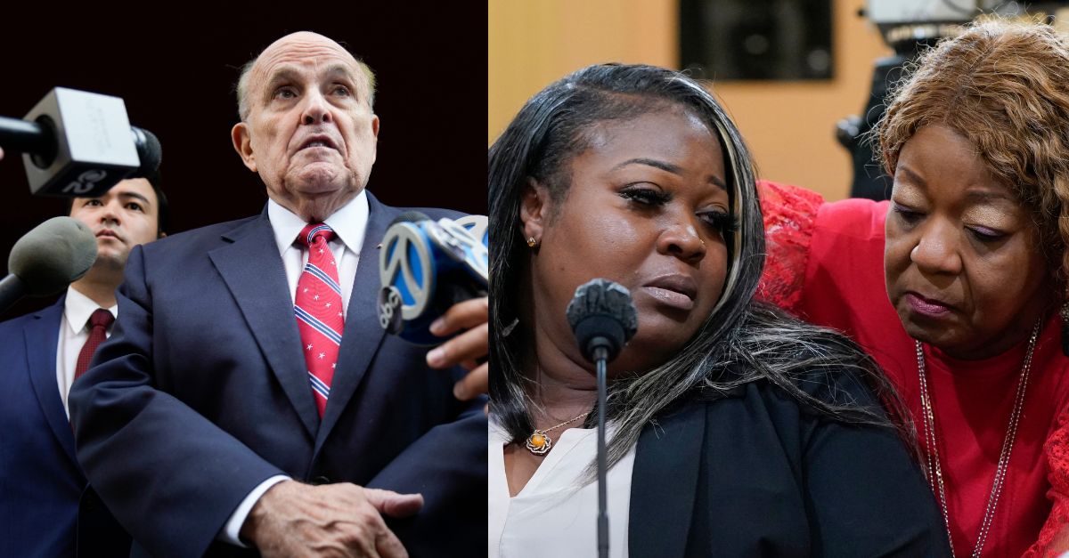 Left: Former Mayor of New York Rudy Giuliani speaks to reporters as he leaves his apartment building in New York, Wednesday, Aug. 23, 2023. (AP Photo/Seth Wenig) Right: Wandrea 