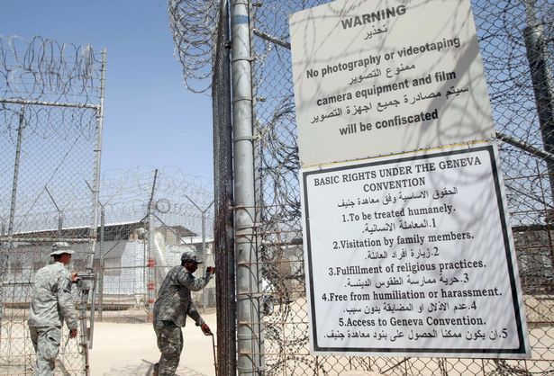 A gate is opened leading into Camp Bucca prison on the outskirts of the southern city of Basra