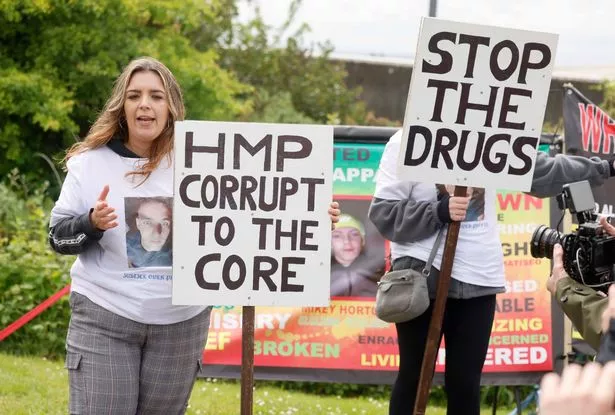 Furious protesters outside HMP Parc