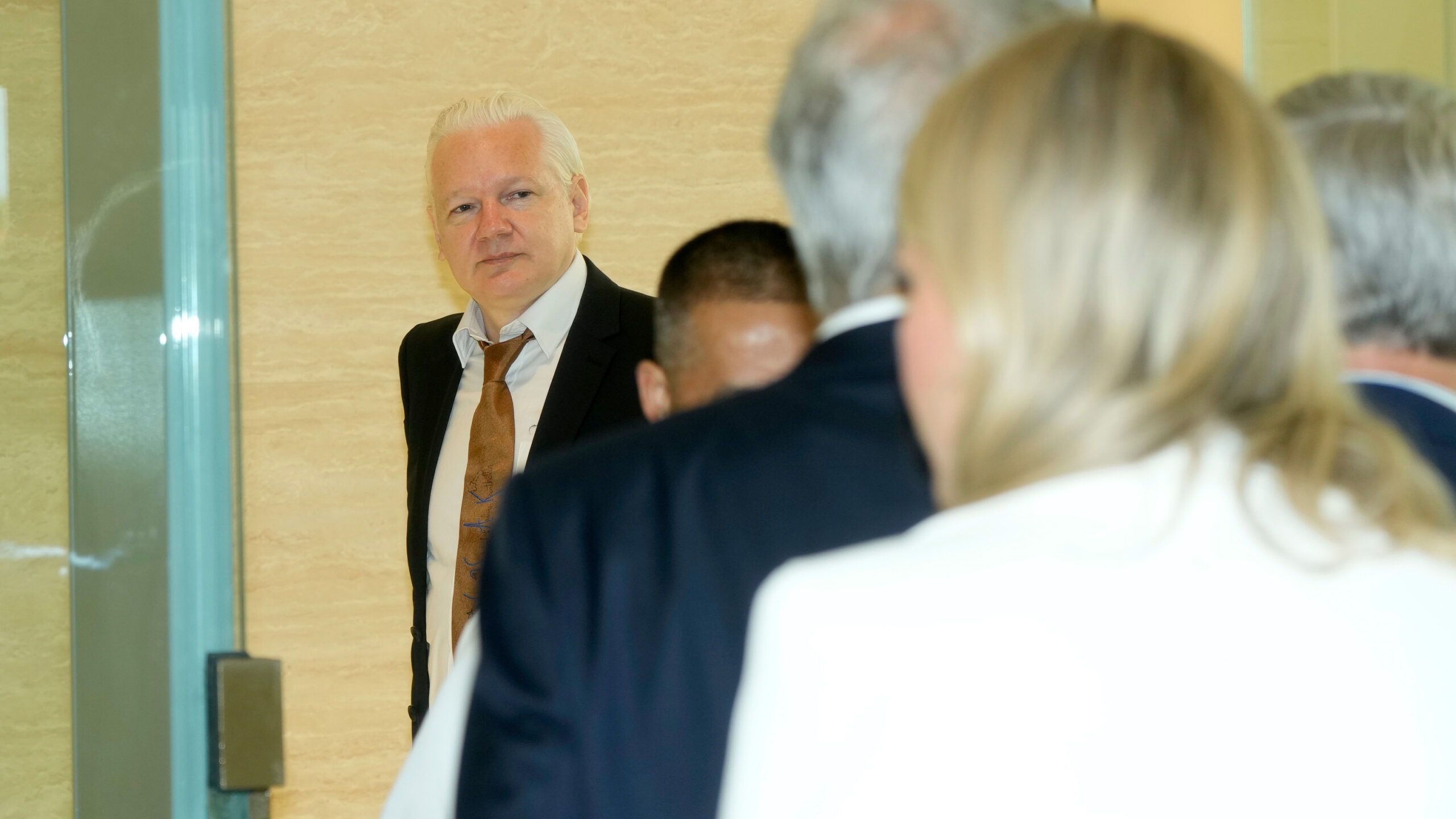 WikiLeaks founder Julian Assange arrives at the United States courthouse where he is expected enter a plea deal, in Saipan, Mariana Islands, Wednesday, June 26 2024.