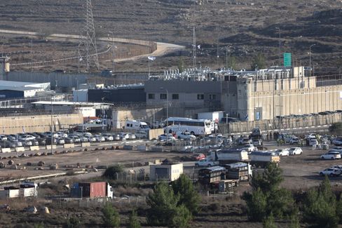 Ofer Prison in the West Bank. Currently, around 9,000 Palestinians are in Israeli detention facilities, about twice as many as before October 7.