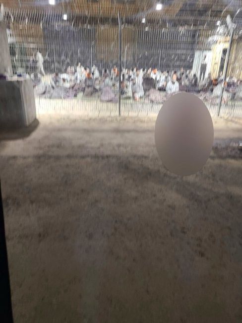 Palestinians being held inside the Israeli military base Sde Teiman.