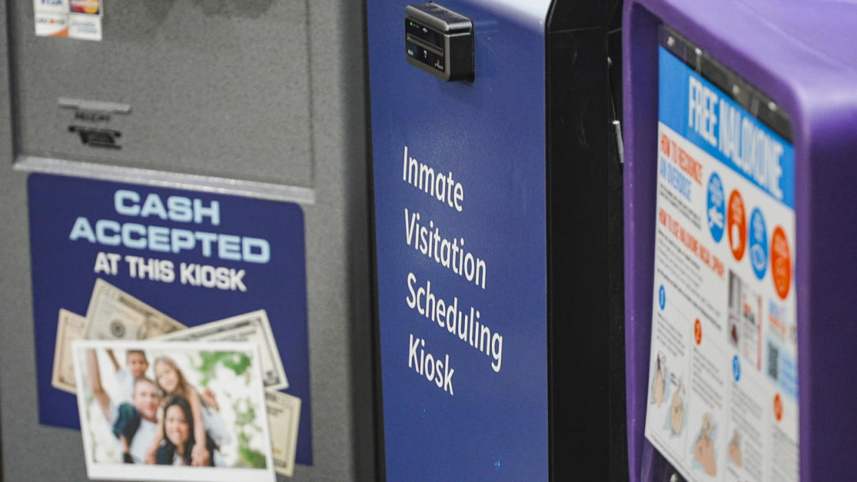 A close up view of the Inmate Visitation Scheduling Kiosk (NBC News)