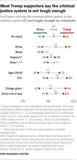 Chart shows Most Trump supporters say the criminal justice system is not tough enough