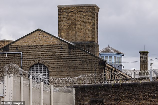 Some facilities have been stretched beyond their limits for over a decade, including scandal-hit HMP Wandsworth (pictured), the scene of an escape by terror suspect Daniel Khalife last year, as well as a prison guard being caught on video having sex with an inmate last month.