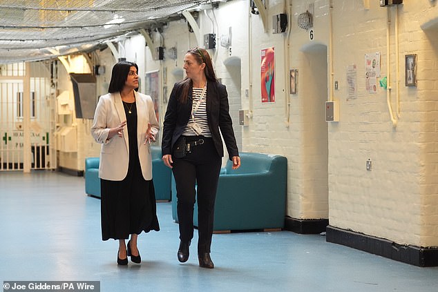 Shabana Mahmood, with Governor Sarah Bott, during a visit to HMP Bedford