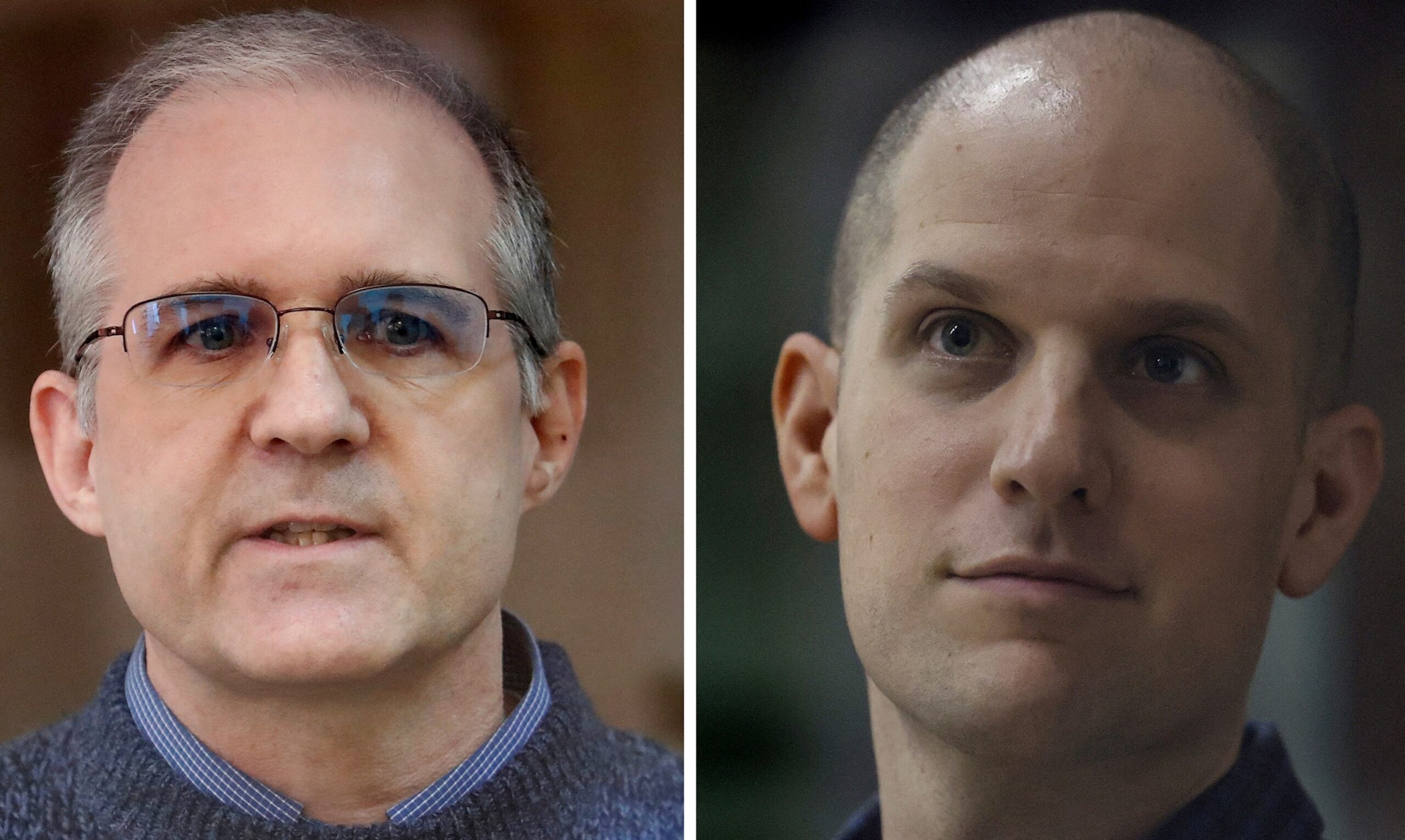 PHOTO: Combination photo of former U.S. Marine Paul Whelan and Wall Street Journal reporter Evan Gershkovich