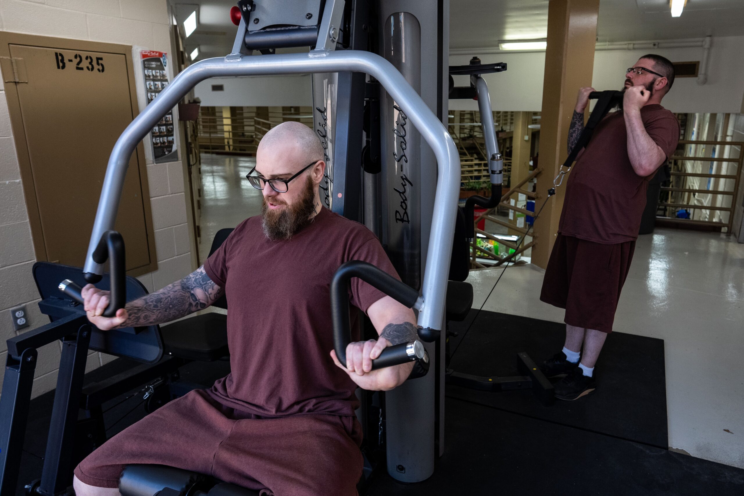 Prisoners exercising in the gym