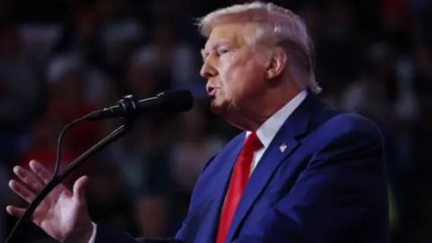 Getty Images Former President Donald Trump speaks at a campaign rally in Pennsylvania.