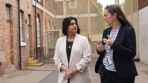 PA Media Shabana Mahmood with HMP Bedford Governor Sarah Bott, inside Bedford prison, Harpur, Bedfordshire