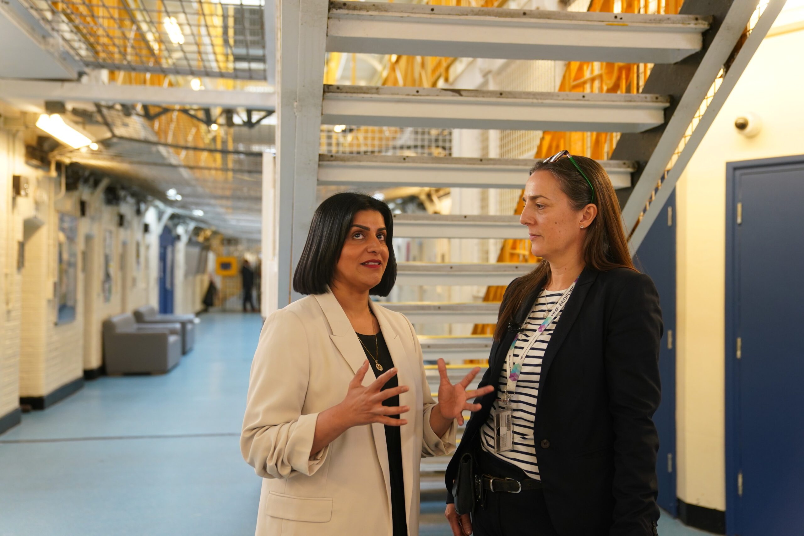 Shabana Mahmood visited HMP Bedford in July, meeting the governor, Sarah Bott