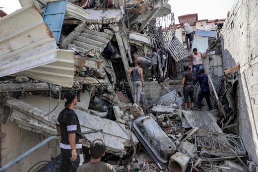 The destroyed Jabaliya refugee camp in the Gaza Strip