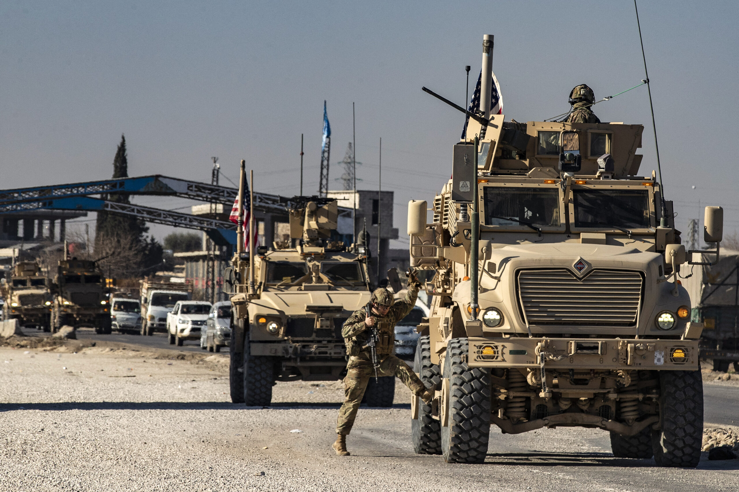 US military convoy in Qamishli, Syria.