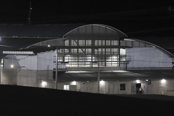 The Terrorism Confinement Center, or CECOT, stands in Tecoluca, El Salvador, late Feb. 2, 2023. (AP Photo/Salvador Melendez, File)